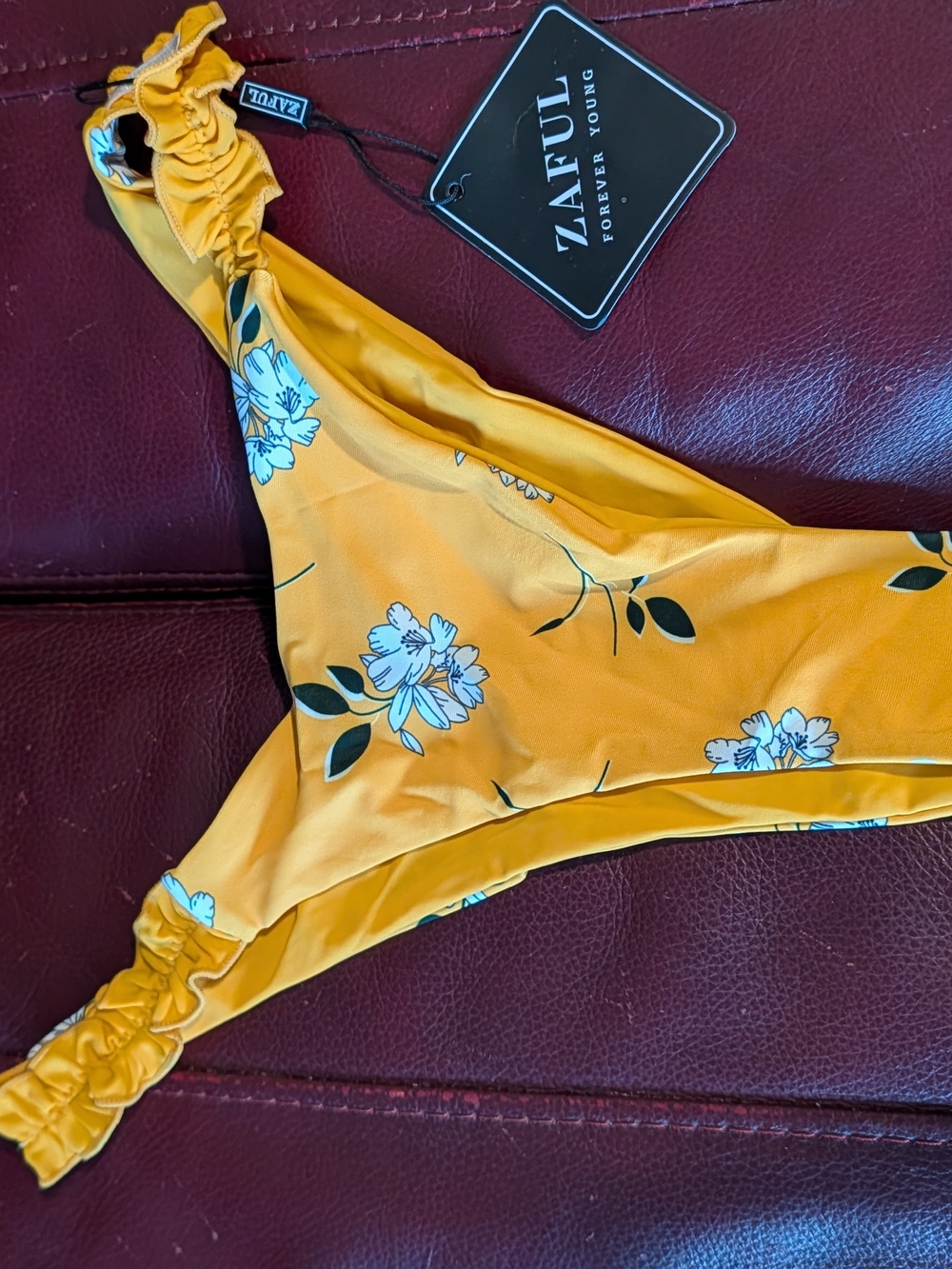 Zaful Yellow Floral Bikini Bottom